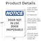 Signmission Door Not In Use Door Inoperable, 18 in W x Rectangle, Plastic OS-2PACK-NS-P-1824-V-11514 - alternate 4